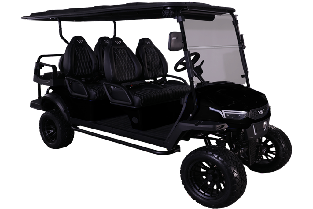 Halo XL Matte Black Electric Golf Cart Front View